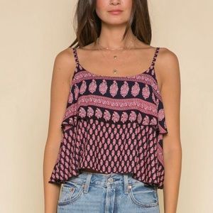 RAGA Pink and Black Patterned Crop Top